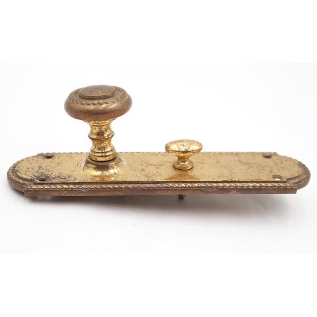 Reclaimed Traditional Polished Brass Privacy Door Set For Sale - Image 4 of 5