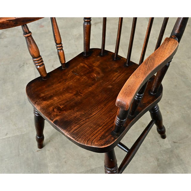 English 19th Century Carved Elm Windsor Chair For Sale - Image 10 of 12