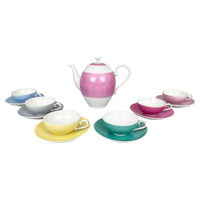 Coffee Tea Set from Moser Porcelain, Czechoslovakia, 1950s, Set of 7 For Sale - Image 6 of 6