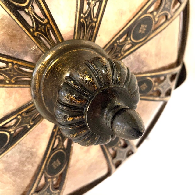 Ebony French Renaissance Revival Iron and Mica Pendant For Sale - Image 8 of 13