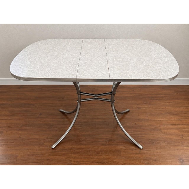 Vintage MCM Chrome & Cracked-Ice Formica Table For Sale - Image 4 of 5