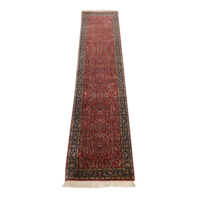 Hand Knotted Approx. 3x 12 Wool Runner Rug For Sale