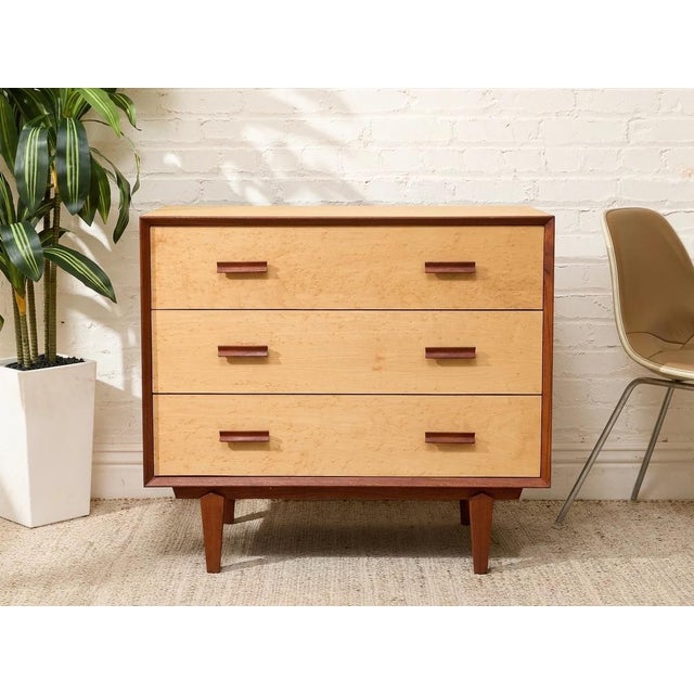 Mid 20th Century Birdseye Maple Lowboy Three-Drawer Dresser For Sale - Image 12 of 12