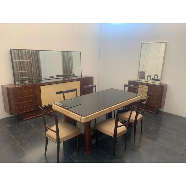 Art Deco Bar Cabinet in Rosewood and Parchment with Top in Black Glass For Sale - Image 10 of 12