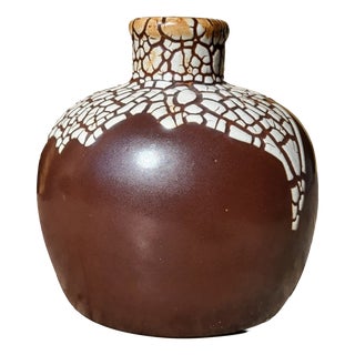 Art Deco Stoneware Vase with Snakeskin Pattern by Léon Pointu, 1930s For Sale