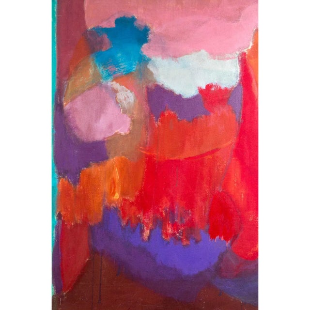 1960s 1960s Vintage "Pinks, Purples, Reds" Abstract Painting by Elsa Schachter For Sale - Image 5 of 5