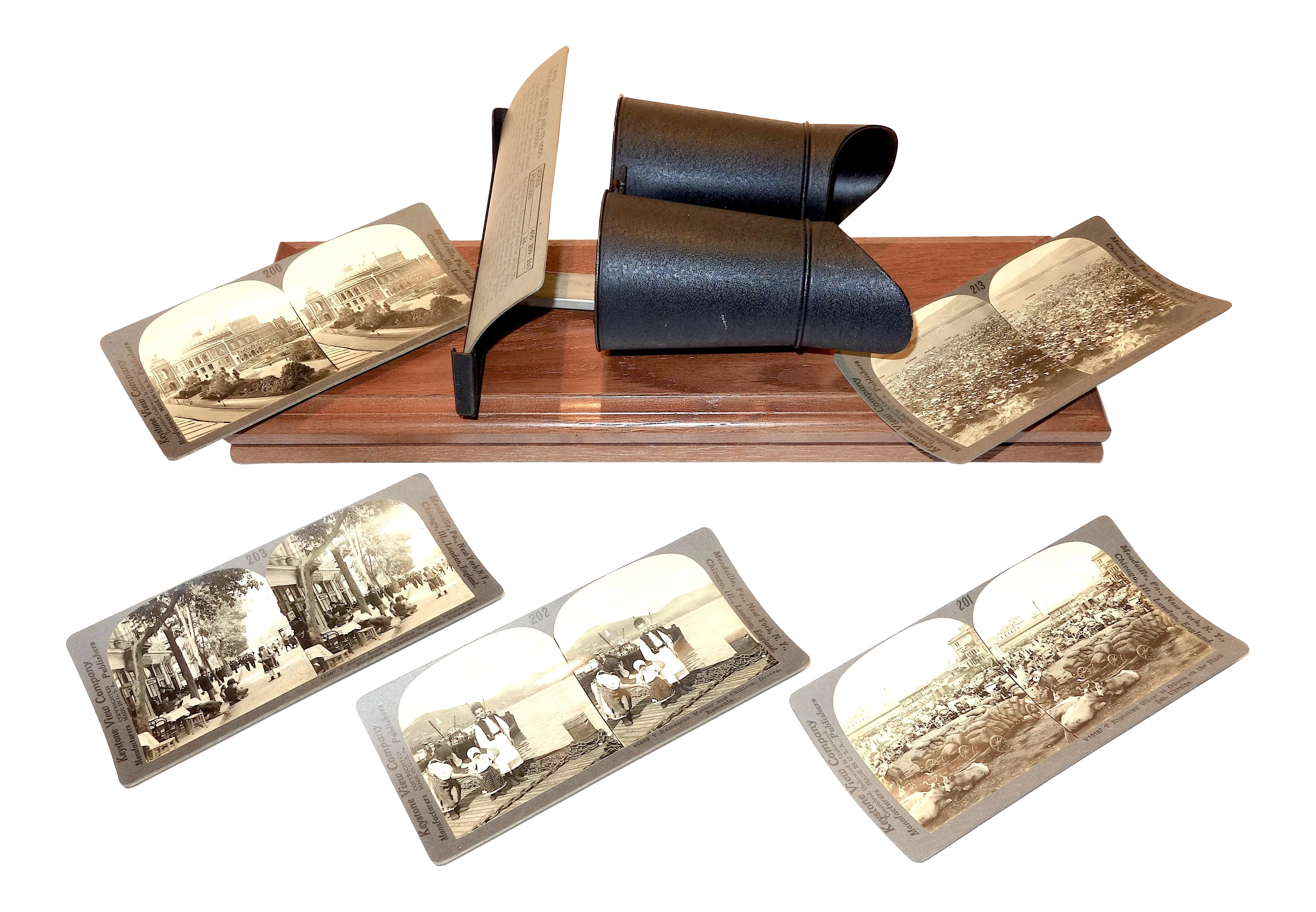 Keystone Tele Binocular StereoScope & Six Photo Cards Circa 1920 | Chairish