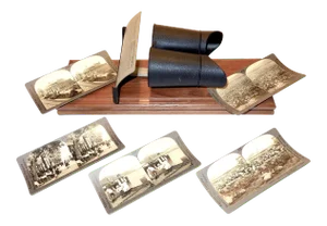Keystone Tele Binocular StereoScope & Six Photo Cards Circa 1920
