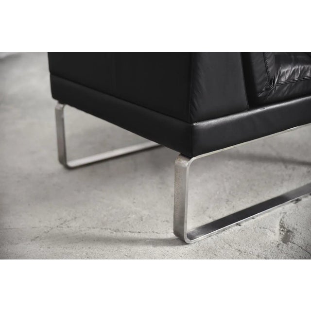 Minimalist German Leather & Chrome Modular Sofa from Klöber, 1980s, Set of 4 For Sale - Image 17 of 18