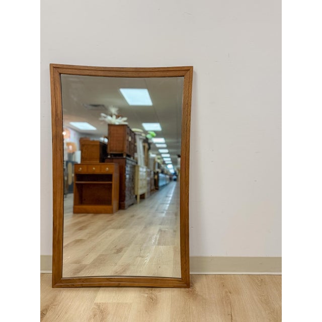 Mid-Century Modern Vintage Mirror Broyhill Sculptra MCM Walnut Wall Vanity Entryway Curved Edges For Sale - Image 3 of 10