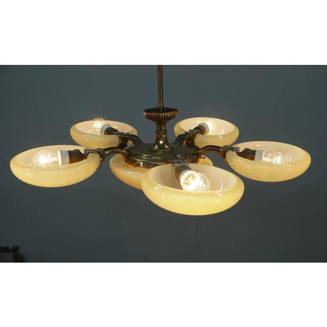 1920s Art Nouveau Six-Light Brass Chandelier by Jencik, Czechoslovakia, 1920s For Sale - Image 5 of 17