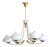 Italian Brass + Opaline Glass Chandelier in the Manner of Stilnovo, 1950s For Sale