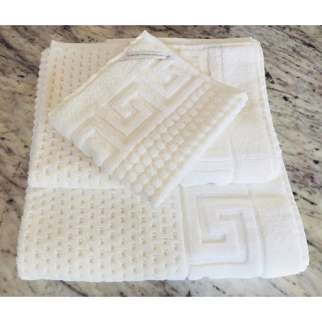 Greek Keys Ivory Turkish Towels, 3 Pieces Chairish
