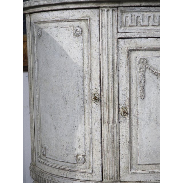 Gray Pair of Large Antique French Louis XVI Style Painted Demi-Lune Buffets, 1900s For Sale - Image 8 of 18