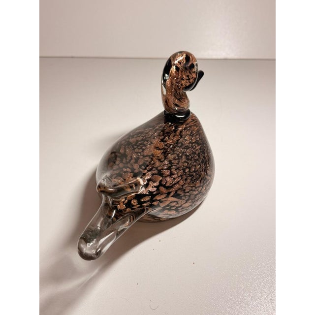 Black and Avventurine Murano Glass Duck attributed to Seguso, Italy, 1970s For Sale - Image 7 of 17