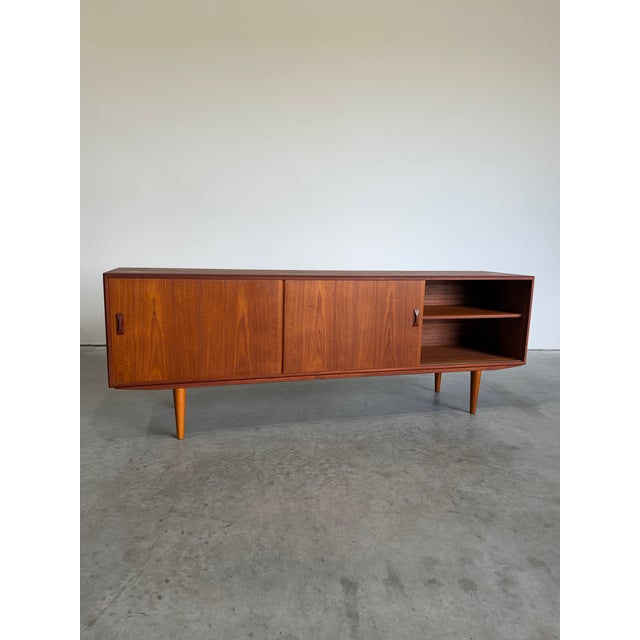 Clausen & Søn Long Danish Modern Teak Credenza by Clausen & Sons, Mid Century Modern For Sale - Image 4 of 12