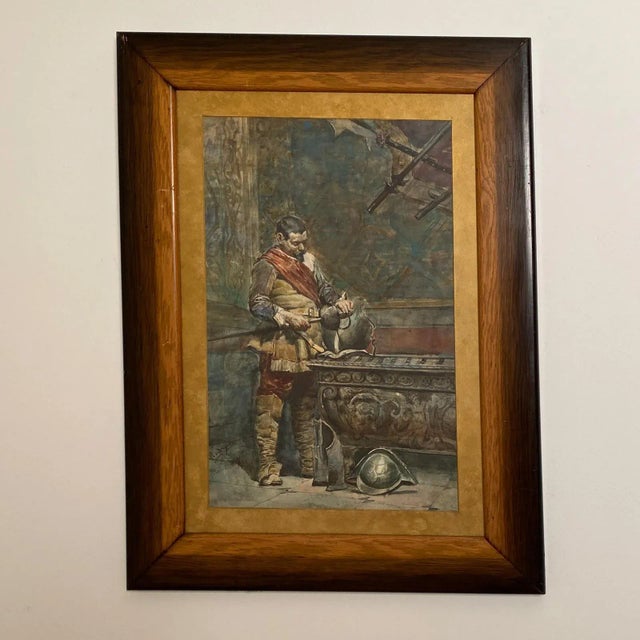 Circa 19th Century Watercolor of a Squire, Italy For Sale In San Francisco - Image 6 of 6