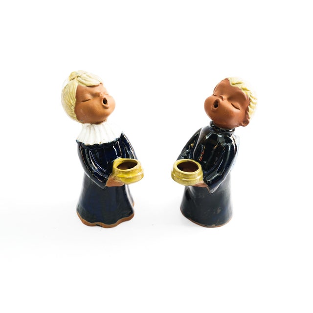 2 Candle sticks ceramic figurine ( Angels ) Vienna around 1950s. Original condition.