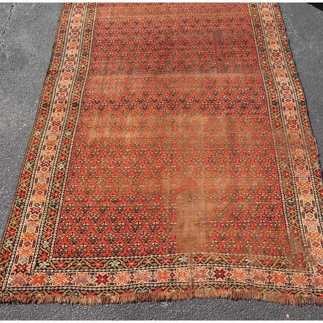 Northwest Persian Rug With Repeating Lattice Pattern in Coral and Navy 4'9 X 9'0 For Sale - Image 4 of 13