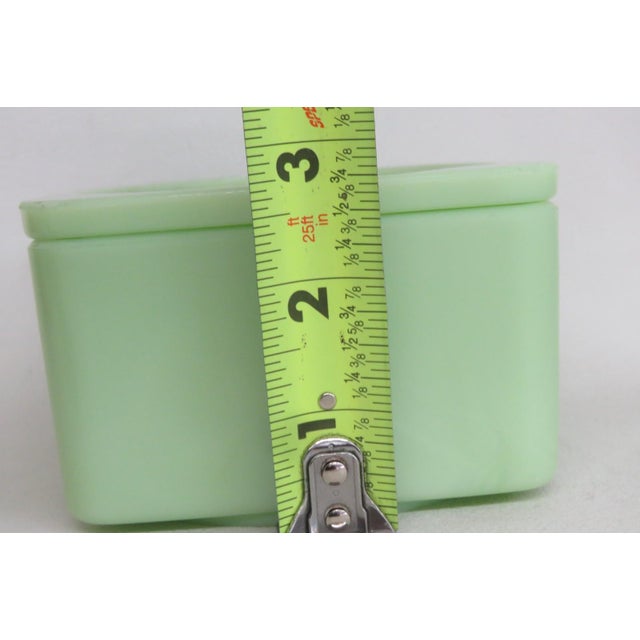 Jeanette Poinsetta Jadeite Refrigerator Dish With Lid 1930s Uranium Glass 4753b For Sale - Image 10 of 18