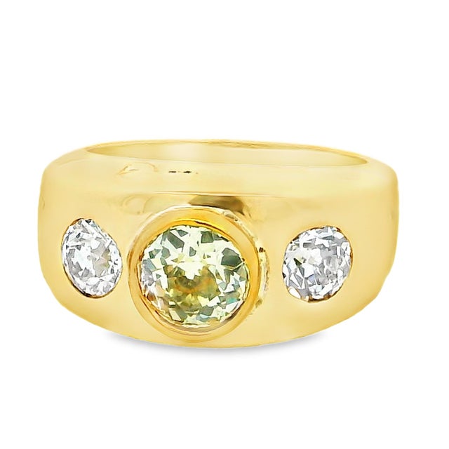 Vintage 1970s 18k Gold Diamond Gypsy Ring, 1.75 Carats Total, Size 5.75 For Sale - Image 14 of 16