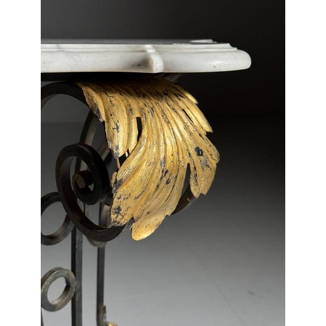 Traditional Wrought Iron and Marble Console Table, 1950s For Sale - Image 3 of 18