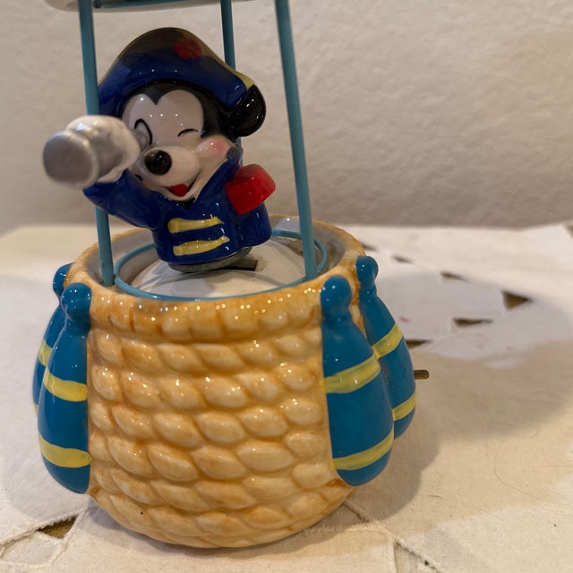 Pre owned Vintage Schmid Porcelain mickey mouse pirate Hot Air Balloon musical piece .
