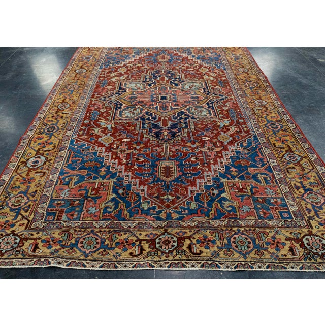 Antique Heriz Rug 7'3" x 10'3" #17098 Explore a curated collection of hallway runners, wool rugs, and handmade...