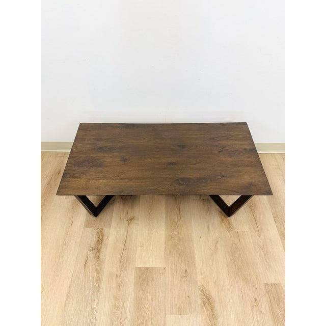 Vintage Style Williams Sonoma Home Dark Walnut Coffee Table MCM Wood For Sale - Image 4 of 11