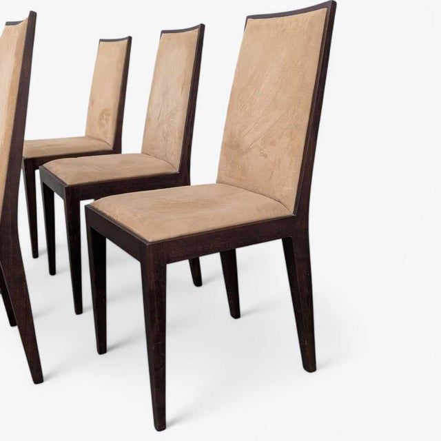 Wood Six Dining Chairs – Elegant Wooden Dining Chairs, Modern, Contemporary, Faux Suede, Comfortable Seating For Sale - Image 7 of 18