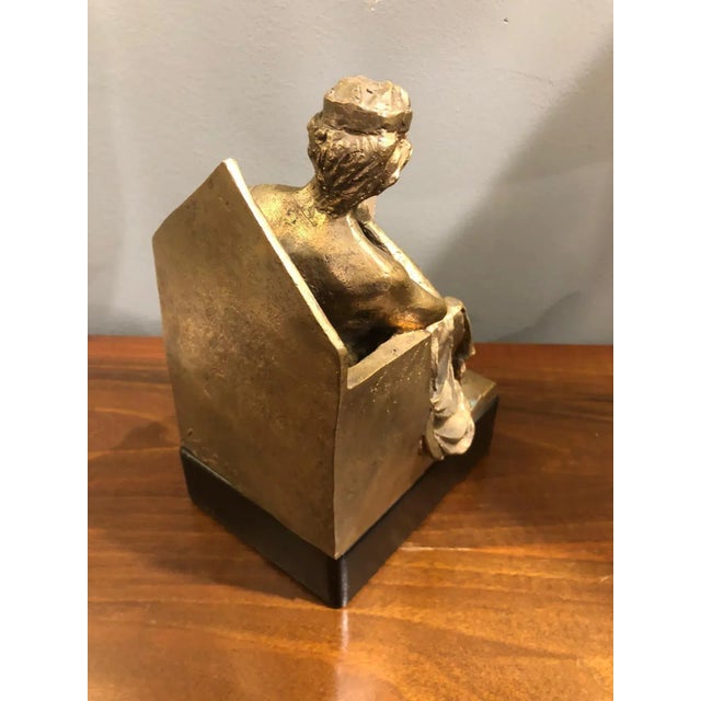 20th-Century Gilt Bronze Sculpture of a Meditating King, Italy, 1940s For Sale - Image 4 of 10