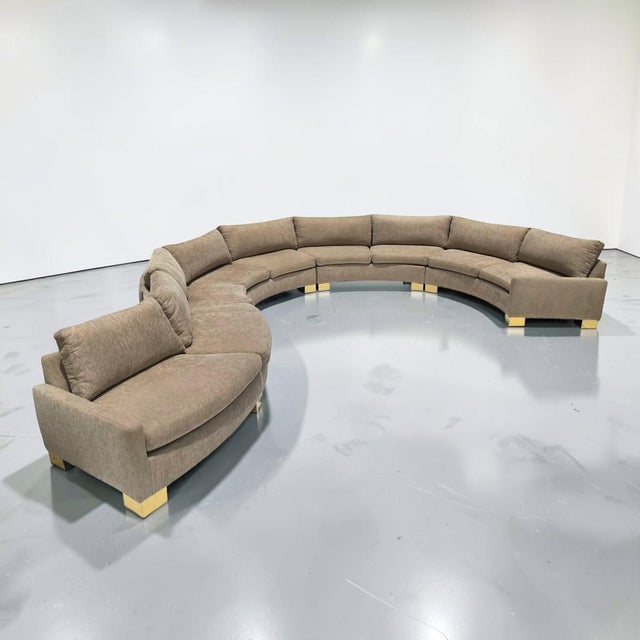 Brass 1970s Serpentine Sectional Sofa With Brass Feet For Sale - Image 8 of 11