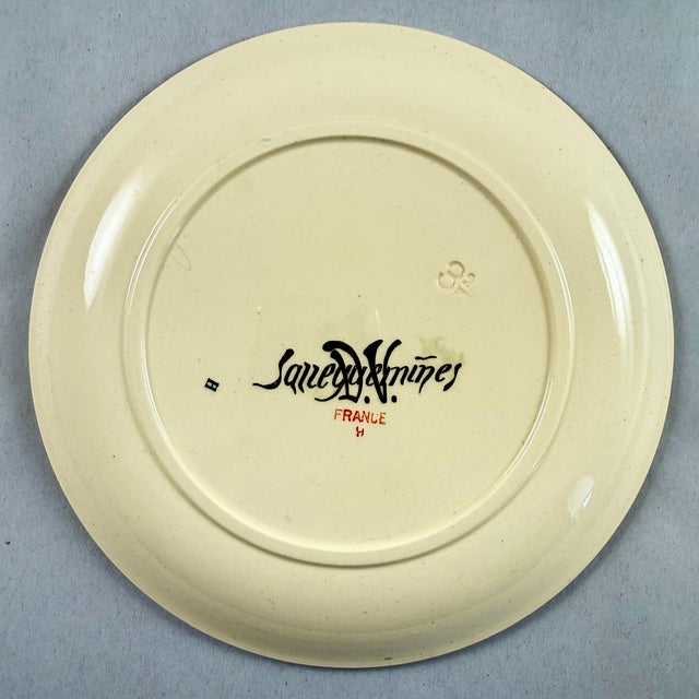 Ceramic 1900s Sarreguemines Benjamin Rabier Childs Plate, Un Indigestion For Sale - Image 7 of 8