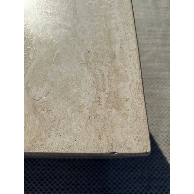 Cream Travertine Polished Cube Coffee Table or Side Tables Italian - Pair For Sale - Image 8 of 9