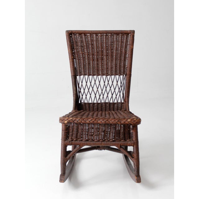 Early 20th Century Antique Victorian Wicker Rocking Chair For Sale - Image 5 of 18