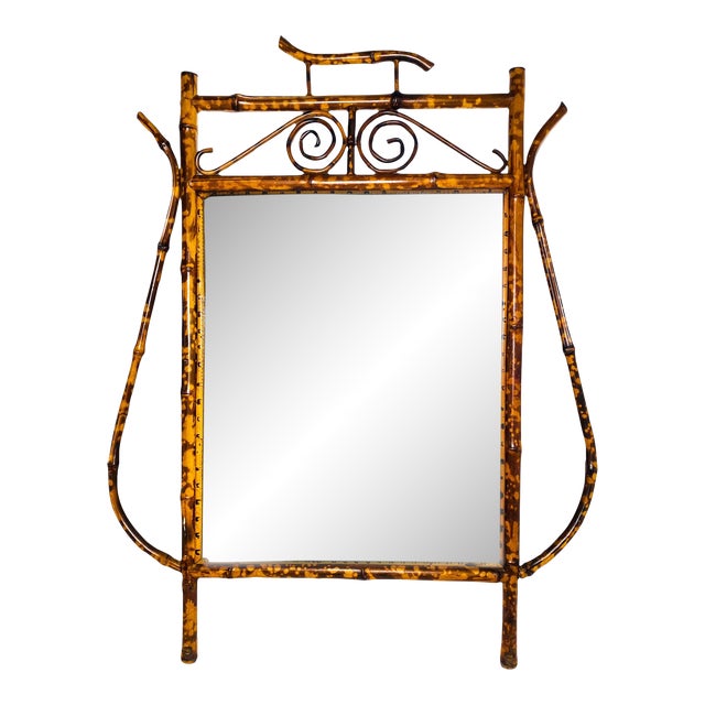 Antique English Tiger Bamboo Mirror For Sale