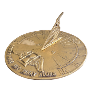 Vintage English Country Brass Garden Sundial "I Only Count Sunny Hours"