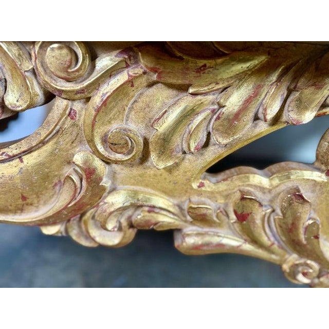 Baroque-Style 22k Gold Leaf Carved Coffee Table With Black Stone Top For Sale - Image 10 of 13
