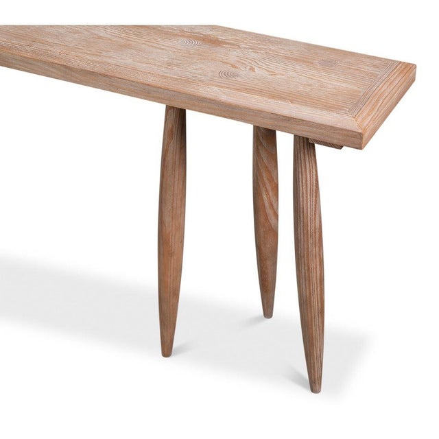 Rustic Carved Leg Console Table in Natural Pine For Sale In Raleigh - Image 6 of 12