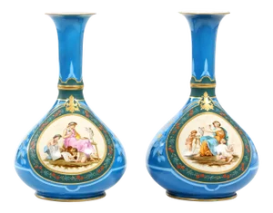 Early 20th Century / Old Paris Porcelain Vases - a Pair