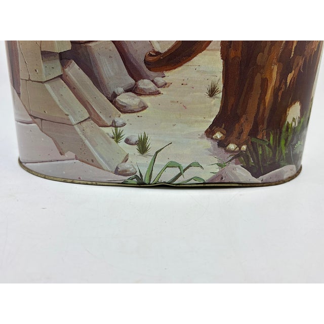 1980s 1980s Vintage Prehistoric Dinosaur / Mammoth Metal Wastebasket For Sale - Image 5 of 11
