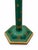 A whimsical table lamp with a green painted wood base, hand-painted gilt bees, and a decorative geometric border. The...