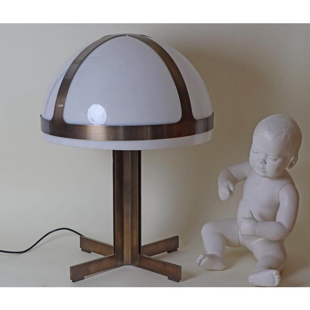 Large Mid-Century Modern Mushroom Lamp in Bronze & Acrylic Glass, 1970s For Sale - Image 11 of 15