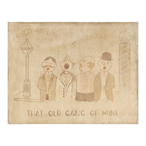 Nazmiyal Collection Vintage Folk Art American Hooked Rug With Barbershop Quartet Design