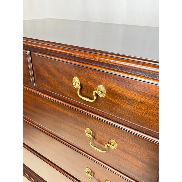 Brown Vintage Henkel Harris Virginia Galleries Mahogany Chippendale Style Chest-on-Chest For Sale - Image 8 of 15