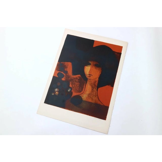 Contemporary Minaux Original Lithograph Visage Rouge 1967 Signed & Numbered For Sale - Image 3 of 6