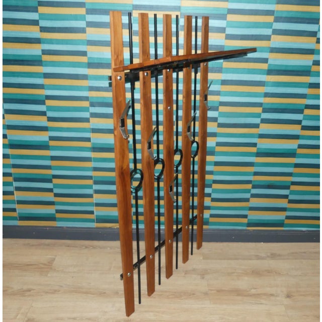 Mid-Century Modern Large Mid-Century Modern Wardrobe with Hat Shelf in Teak and Black Metal, 1960s For Sale - Image 3 of 12