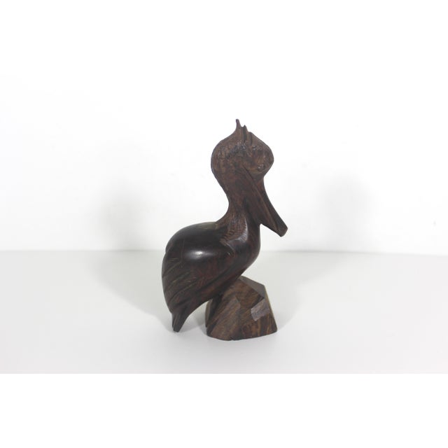 Vintage Wood Pelican Carved Exotic Ironwood Animal Figurine For Sale - Image 4 of 10