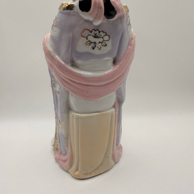 Vintage Chinese Porcelain Girl Court Lady Shougu Hand Drum Musician Geisha Style For Sale - Image 11 of 12