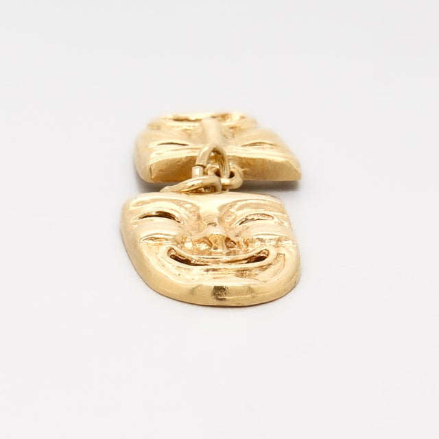 Vintage 14k Gold Comedy & Tragedy Masks Figural Charm for a Bracelet For Sale - Image 9 of 14